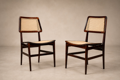 Joaquim Tenreiro Brazilian Modern Set of Ten Chairs in Rosewood Cane Joaquim Tenreiro 1960s