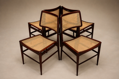 Joaquim Tenreiro Brazilian Modern Set of Ten Chairs in Rosewood Cane Joaquim Tenreiro 1960s