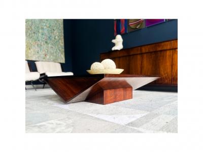 Joaquim Tenreiro Coffee Table in Rosewood Glass Metal Att to Joaquim Tenreiro 1960s
