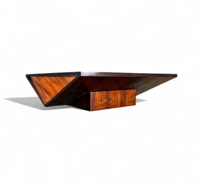 Joaquim Tenreiro Coffee Table in Rosewood Glass Metal Att to Joaquim Tenreiro 1960s