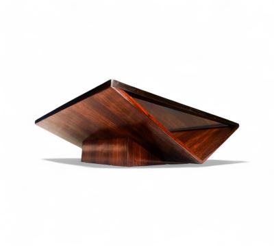 Joaquim Tenreiro Coffee Table in Rosewood Glass Metal Att to Joaquim Tenreiro 1960s
