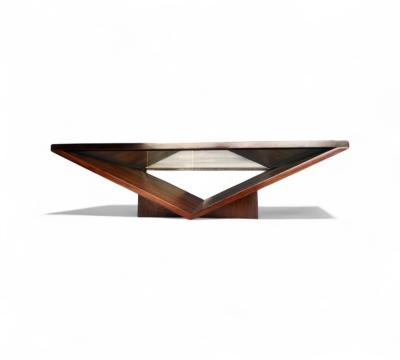 Joaquim Tenreiro Coffee Table in Rosewood Glass Metal Att to Joaquim Tenreiro 1960s