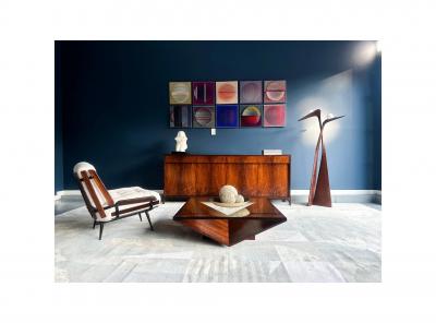 Joaquim Tenreiro Coffee Table in Rosewood Glass Metal Att to Joaquim Tenreiro 1960s