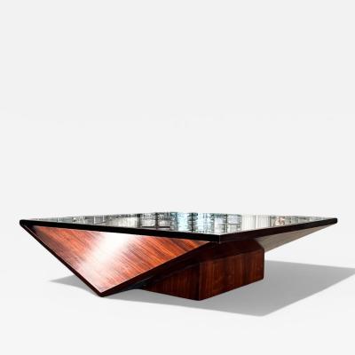 Joaquim Tenreiro Coffee Table in Rosewood Glass Metal Att to Joaquim Tenreiro 1960s