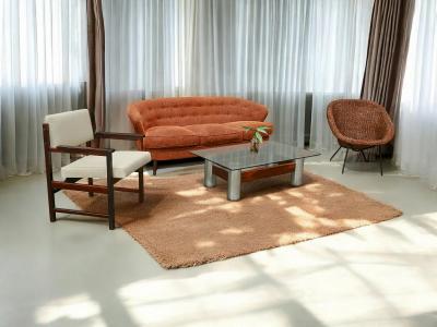 Joaquim Tenreiro Concha Sofa in Hardwood Chenille Joaquim Tenreiro 1960s Lot 333A