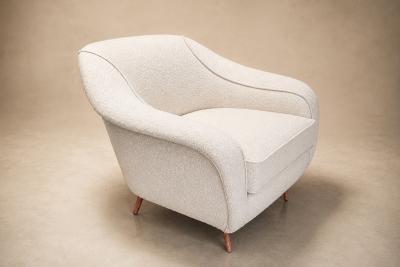 Joaquim Tenreiro Curva Armchair with Tubular Legs in Boucl by Joaquim Tenreiro for Langenbach