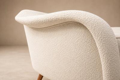 Joaquim Tenreiro Curva Armchair with Tubular Legs in Boucl by Joaquim Tenreiro for Langenbach