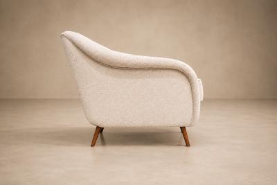 Joaquim Tenreiro Curva Armchair with Tubular Legs in Boucl by Joaquim Tenreiro for Langenbach