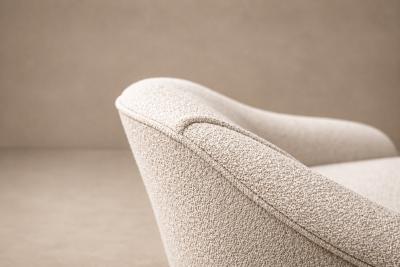 Joaquim Tenreiro Curva Armchair with Tubular Legs in Boucl by Joaquim Tenreiro for Langenbach