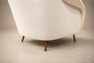 Joaquim Tenreiro Curva Armchair with Tubular Legs in Boucl by Joaquim Tenreiro for Langenbach