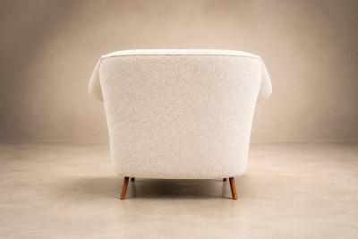 Joaquim Tenreiro Curva Armchair with Tubular Legs in Boucl by Joaquim Tenreiro for Langenbach