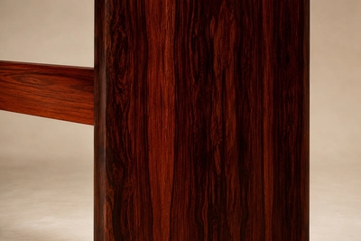 Joaquim Tenreiro Joaquim Tenreiro Dining Table in Rosewood Veneer and Bronze Smoked Glass