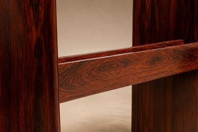 Joaquim Tenreiro Joaquim Tenreiro Dining Table in Rosewood Veneer and Bronze Smoked Glass