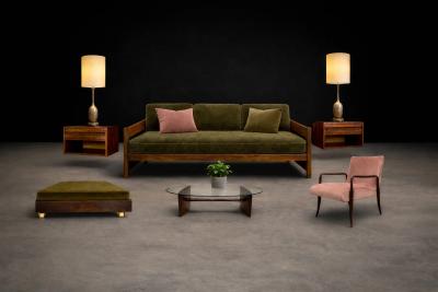 Joaquim Tenreiro Joaquim Tenreiro Rosewood Crystal Coffee Table Brazil 1960s