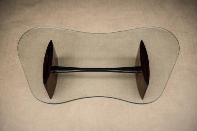 Joaquim Tenreiro Joaquim Tenreiro Rosewood Crystal Coffee Table Organic Form Brazil 1960s
