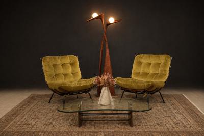 Joaquim Tenreiro Joaquim Tenreiro Rosewood Crystal Coffee Table Organic Form Brazil 1960s