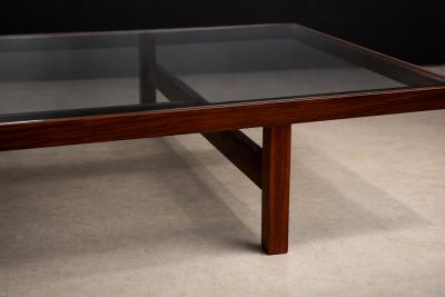 Joaquim Tenreiro Large Coffee Table in Rosewood and Glass by Joaquim Tenreiro Brazil 1950s