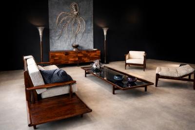 Joaquim Tenreiro Large Coffee Table in Rosewood and Glass by Joaquim Tenreiro Brazil 1950s