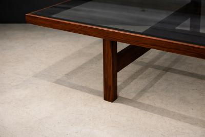 Joaquim Tenreiro Large Coffee Table in Rosewood and Glass by Joaquim Tenreiro Brazil 1950s