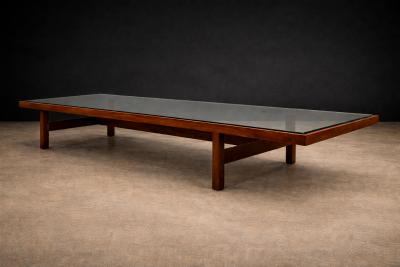 Joaquim Tenreiro Large Coffee Table in Rosewood and Glass by Joaquim Tenreiro Brazil 1950s