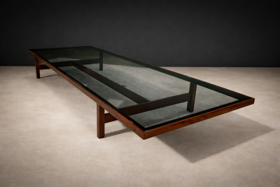 Joaquim Tenreiro Large Coffee Table in Rosewood and Glass by Joaquim Tenreiro Brazil 1950s