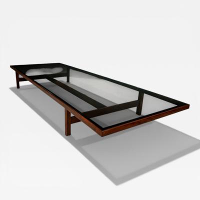 Joaquim Tenreiro Large Coffee Table in Rosewood and Glass by Joaquim Tenreiro Brazil 1950s