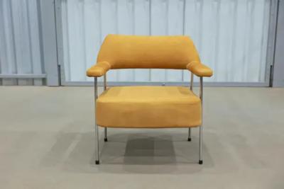 Joaquim Tenreiro Mid Century Modern Armchair Set in Metal and Suede by Joaquim Tenreiro Brazil