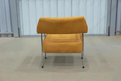 Joaquim Tenreiro Mid Century Modern Armchair Set in Metal and Suede by Joaquim Tenreiro Brazil