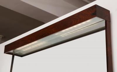 Joaquim Tenreiro Mid Century Modern Wall Mirror with Built in Light by Joaquim Tenreiro Brazil