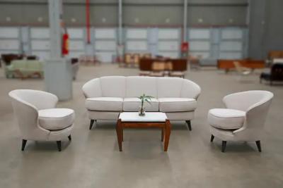 Joaquim Tenreiro Midcentury Modern Sofa in Hardwood Grey Velvet by Joaquim Tenreiro Brazil 1960