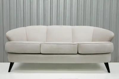 Joaquim Tenreiro Midcentury Modern Sofa in Hardwood Grey Velvet by Joaquim Tenreiro Brazil 1960