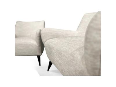 Joaquim Tenreiro Pair of Armchairs in Hardwood Off White Upholstery Joaquim Tenreiro Lot 30A