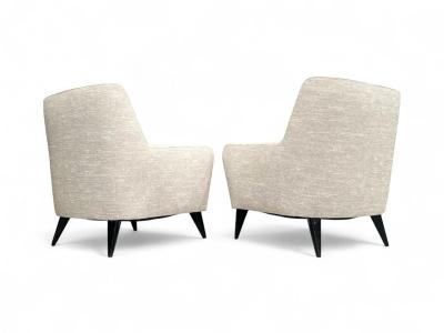 Joaquim Tenreiro Pair of Armchairs in Hardwood Off White Upholstery Joaquim Tenreiro Lot 30A