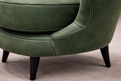 Joaquim Tenreiro Pair of Concha Armchairs in Green Suede Joaquim Tenreiro 1960s