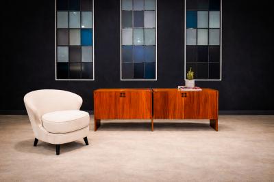 Joaquim Tenreiro Pair of Concha Armchairs in Grey Ultra Suede Joaquim Tenreiro 1960s