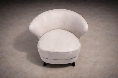 Joaquim Tenreiro Pair of Concha Armchairs in Grey Ultra Suede Joaquim Tenreiro 1960s