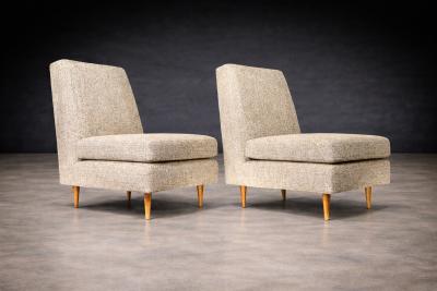 Joaquim Tenreiro Pair of L Armchairs in Hardwood Fabric Joaquim Tenreiro
