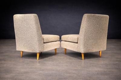 Joaquim Tenreiro Pair of L Armchairs in Hardwood Fabric Joaquim Tenreiro