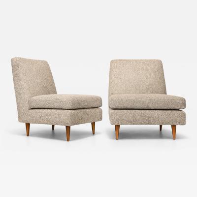 Joaquim Tenreiro Pair of L Armchairs in Hardwood Fabric Joaquim Tenreiro