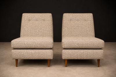 Joaquim Tenreiro Pair of L Lounge Chairs in Hardwood Chenille by Joaquim Tenreiro
