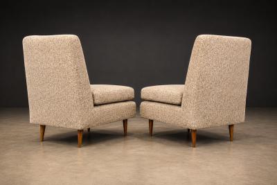Joaquim Tenreiro Pair of L Lounge Chairs in Hardwood Chenille by Joaquim Tenreiro