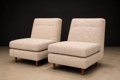 Joaquim Tenreiro Pair of L Lounge Chairs in Hardwood Chenille by Joaquim Tenreiro