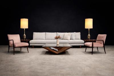 Joaquim Tenreiro Pair of Leve Armchairs in Rosewood and Velvet by Joaquim Tenreiro