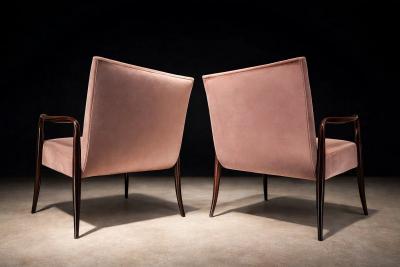 Joaquim Tenreiro Pair of Leve Armchairs in Rosewood and Velvet by Joaquim Tenreiro