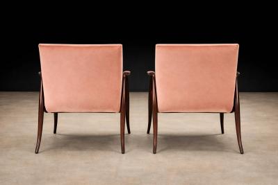 Joaquim Tenreiro Pair of Leve Armchairs in Rosewood and Velvet by Joaquim Tenreiro