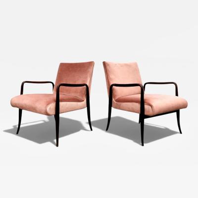 Joaquim Tenreiro Pair of Leve Armchairs in Rosewood and Velvet by Joaquim Tenreiro