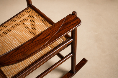 Joaquim Tenreiro Rare Cadeira de Embalo Rocking Chair in Solid Rosewood Caning Tenreiro