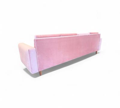 Joaquim Tenreiro Rectangular Sofa in Hardwood Pink Velvet Joaquim Tenreiro 1950s Lot 501