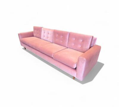Joaquim Tenreiro Rectangular Sofa in Hardwood Pink Velvet Joaquim Tenreiro 1950s Lot 501