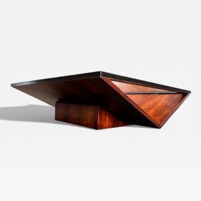 Joaquim Tenreiro Rosewood Glass Metal Coffee Table Attrib Joaquim Tenreiro Lot 746A